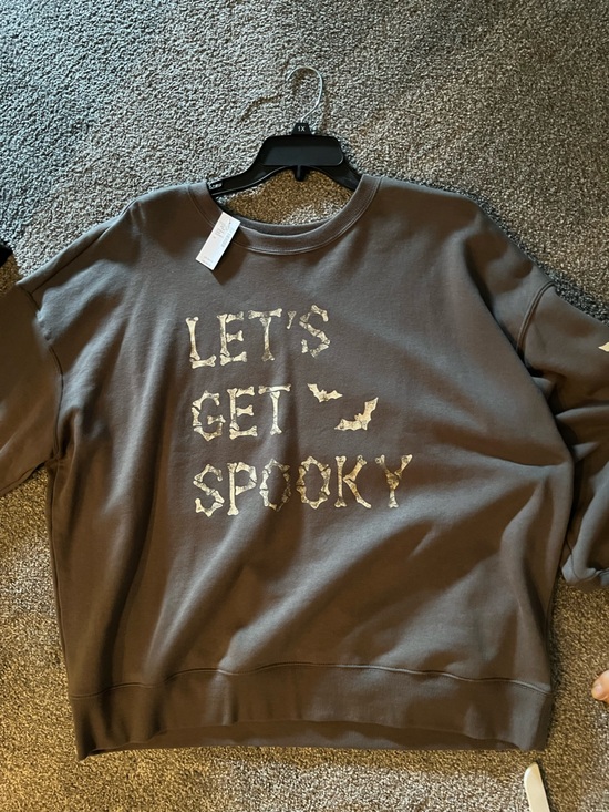Maurices Sweaters - Maurices Gray Let’s Get Spooky Halloween sweatshirt White Bone Print